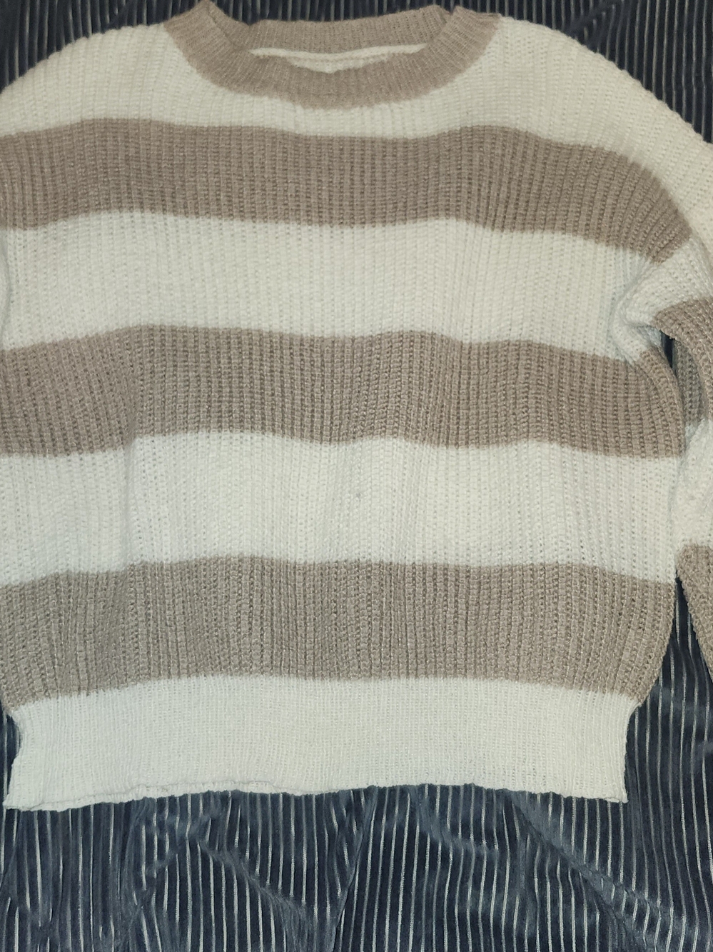 Striped Cream and Taupe Women's Sweater